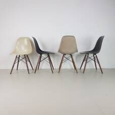 Eames Herman Miller Dsw Side Chairs In Monochrome   Black / Grey / Greige / Parchment photo for sale