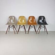Eames Herman Miller Dsw Side Chairs In Ochres And Light Greige photo furniture