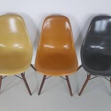 Eames Herman Miller Dsw Side Chairs In Ochres And Light Greige photo buy