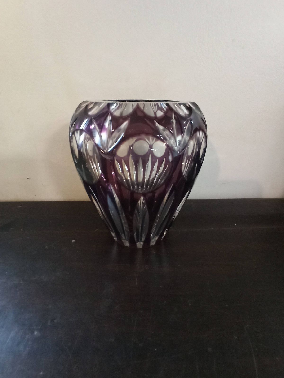 Vintage Stunning Purple Cut Crystal Vase. Nachtmann. Very Good To Excellent Condition. photo for sale