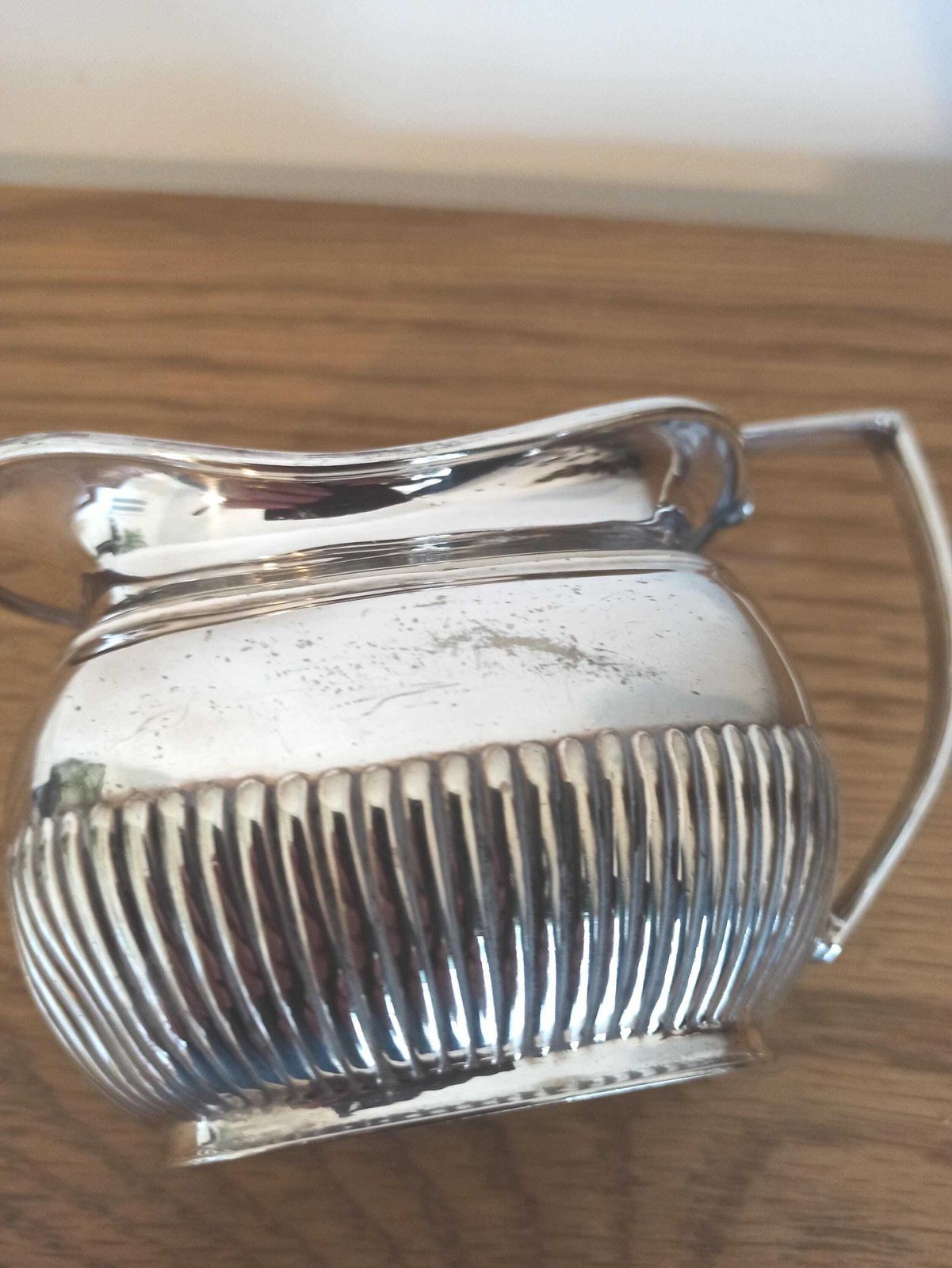 photo for sale Silver Plated Tea Set. Teapot, Twin Handled Sugar Bowl And Milk Jug. A.1