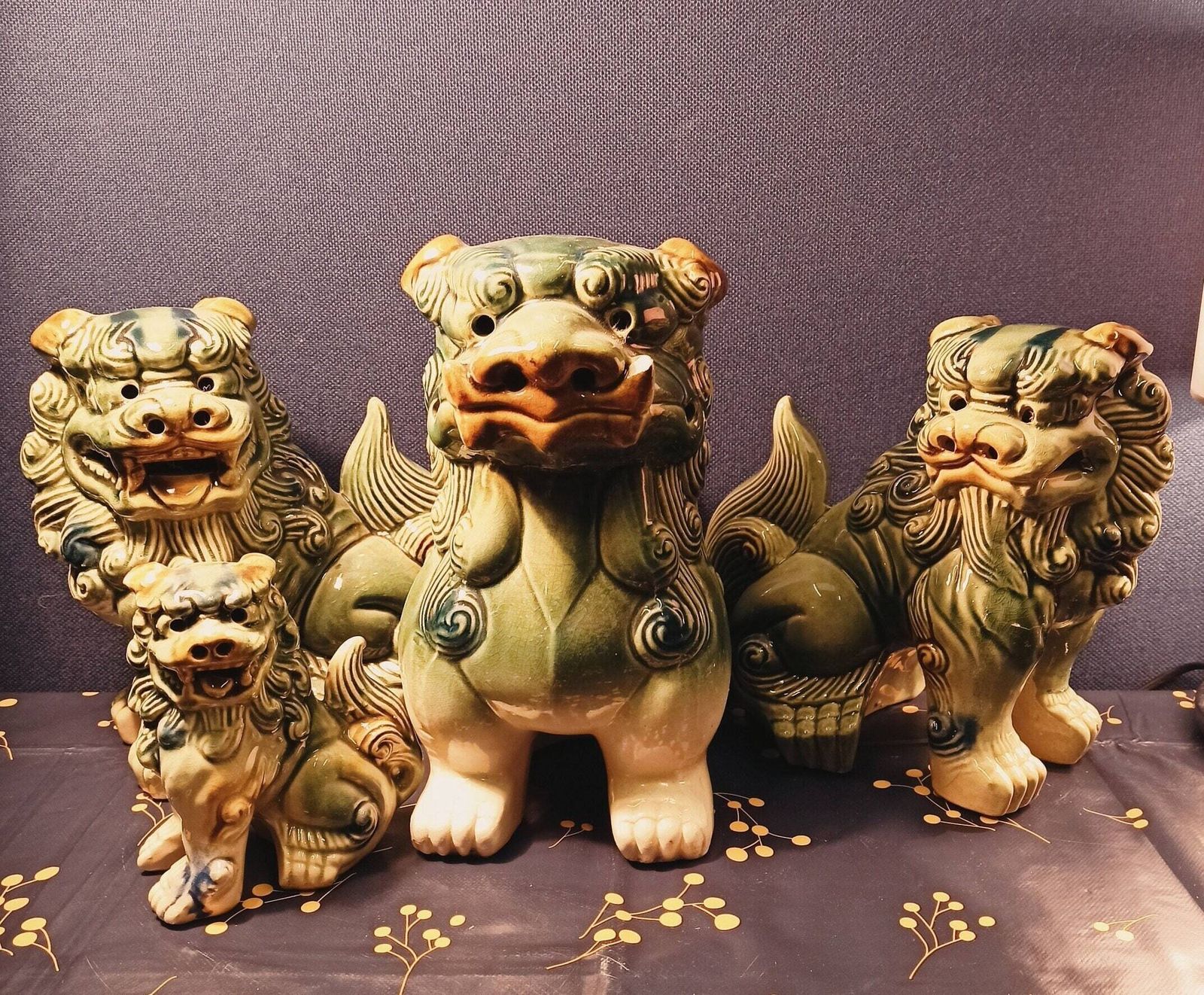 Vintage Chinese Foo Dogs/ Temple Lions. Set Of 4.