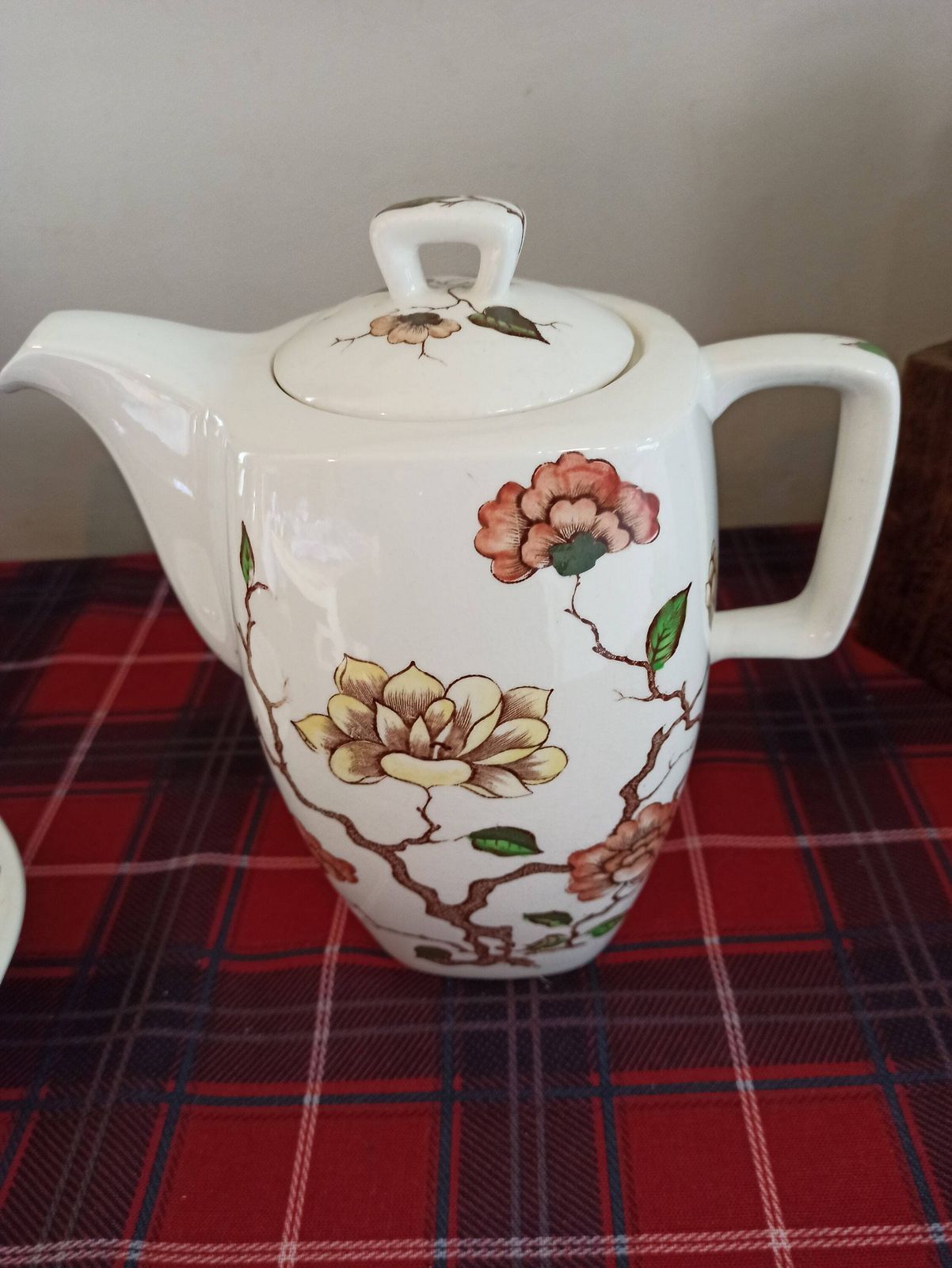 Burslem Midwinter Tea Set. Designed By Jessie Tait. Teapot, Milk Jug And Sugar Bowl. "Ming Tree". photo vintage