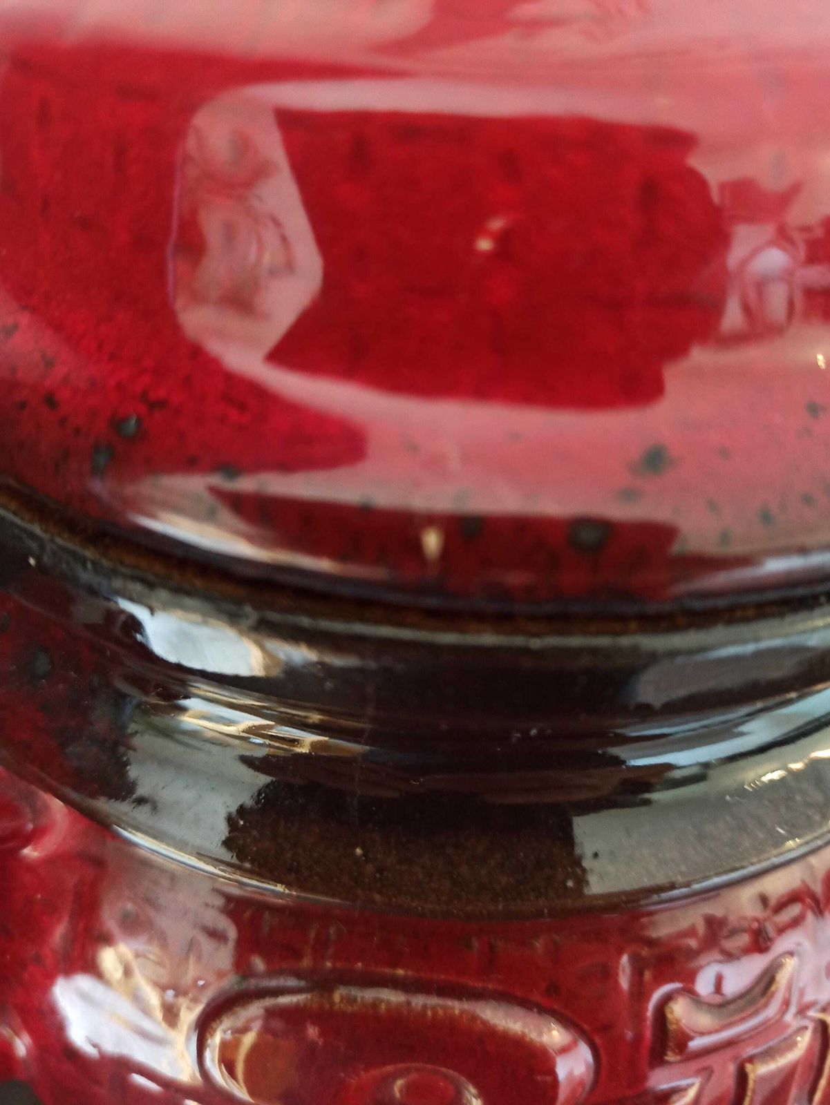 Rumtopf Jar. Flambeau Red. Lidded, Twin Handled. Very Good Condition. Vintage photo vinterior
