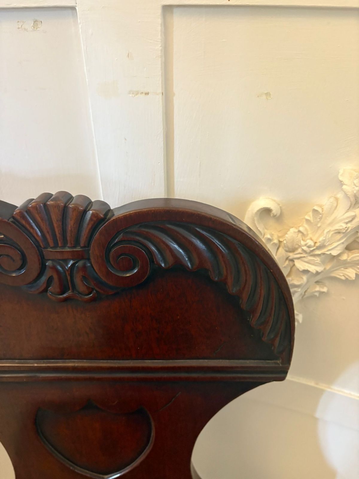 Pair Of Antique 19th Century Quality Carved Mahogany Hall Chairs photo Furniture