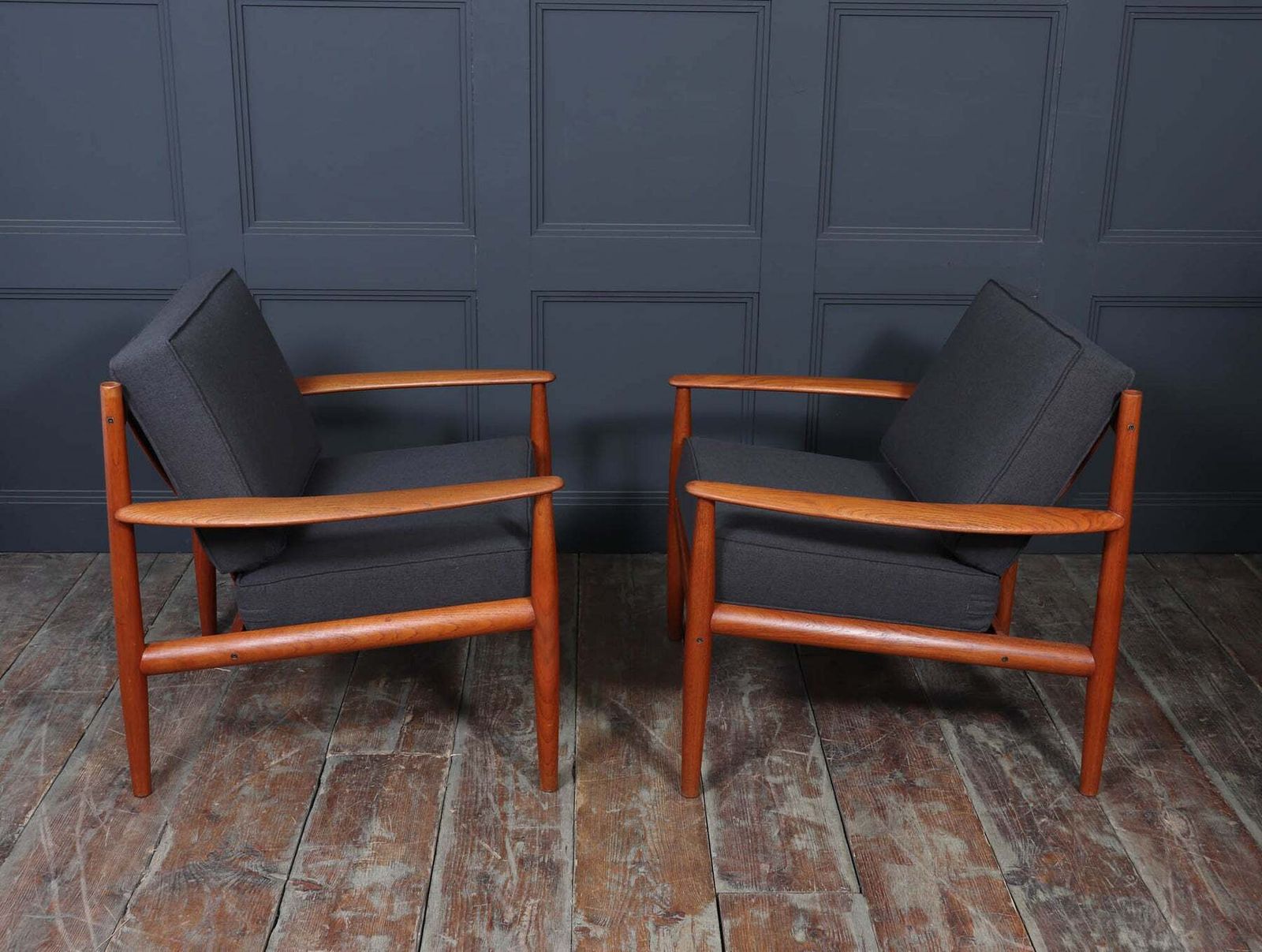 Furniture Pair Of Grete Jalk Teak Lounge Chairs For France & Søn photo