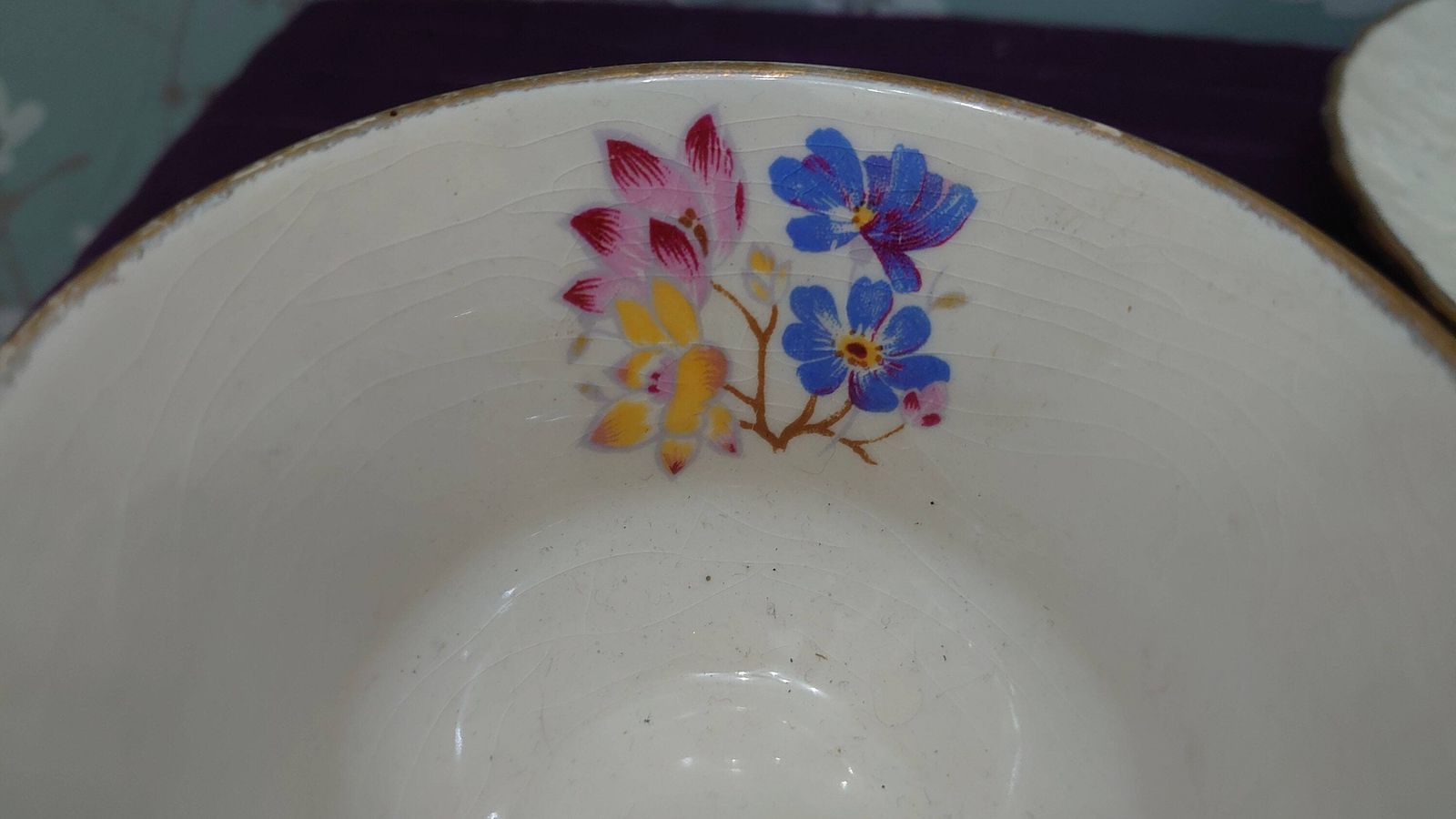 Alfred Meakin Tea And Side Plate Set   16 Pieces   Offwhite And Painted Cornflowers   Good Condition photo vinterior