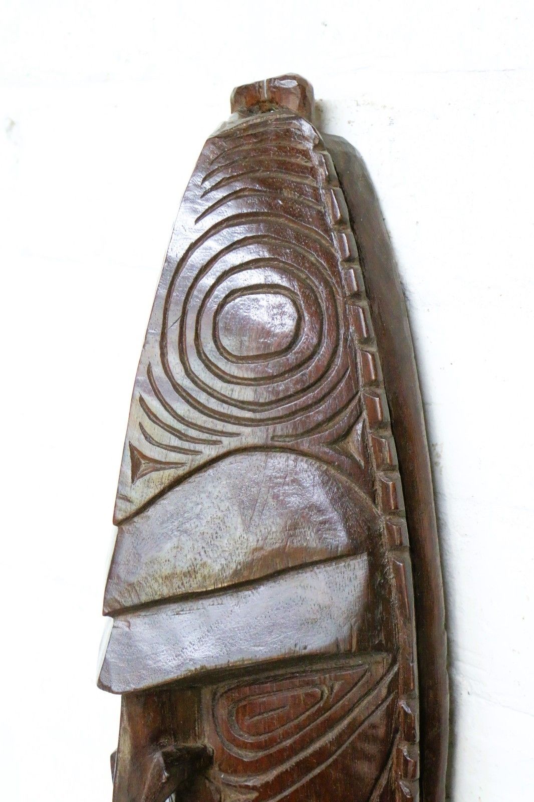 Vintage Pacific Islands Tribal Art Face Mask Hand Carved Wood Papua New Guinea photo Art