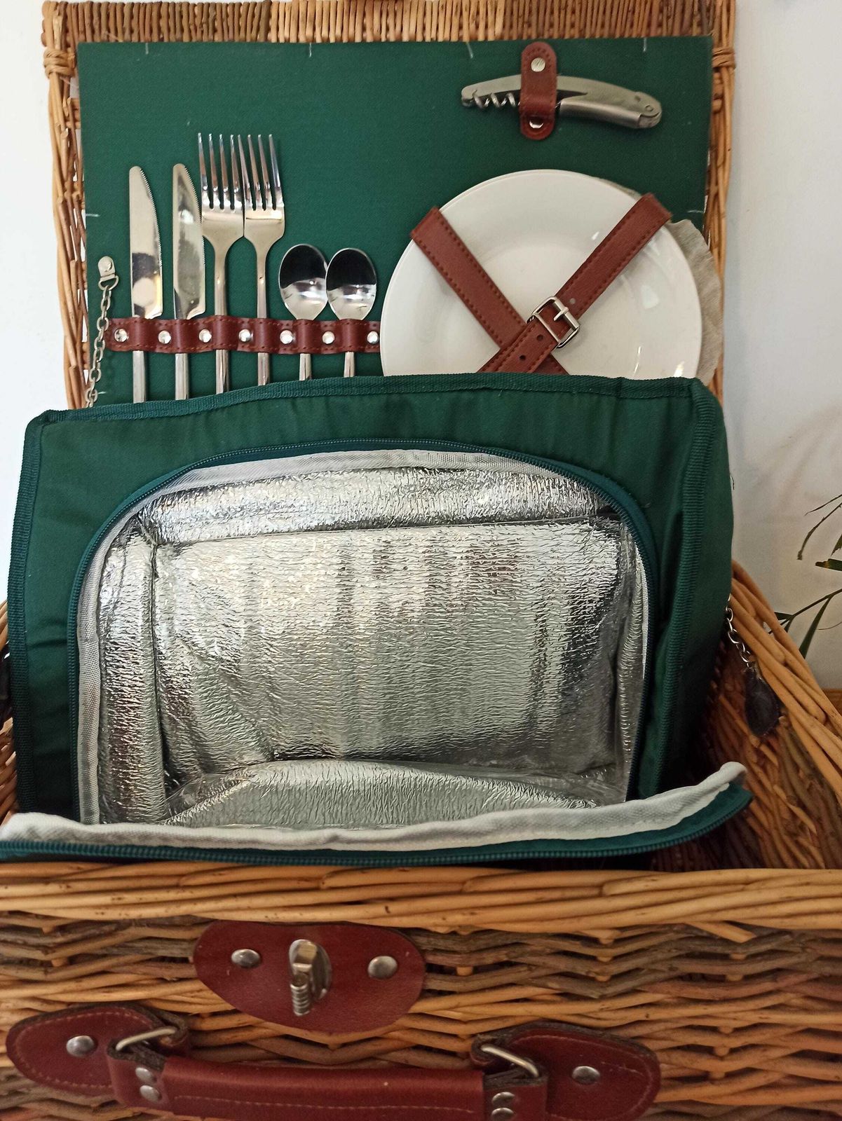 Wicker Picnic Basket For Two. John Lewis. Include, Blanket, Cooler Bag, Plates And Cutlery. Never Used. Very Good Condition. photo Home Decor
