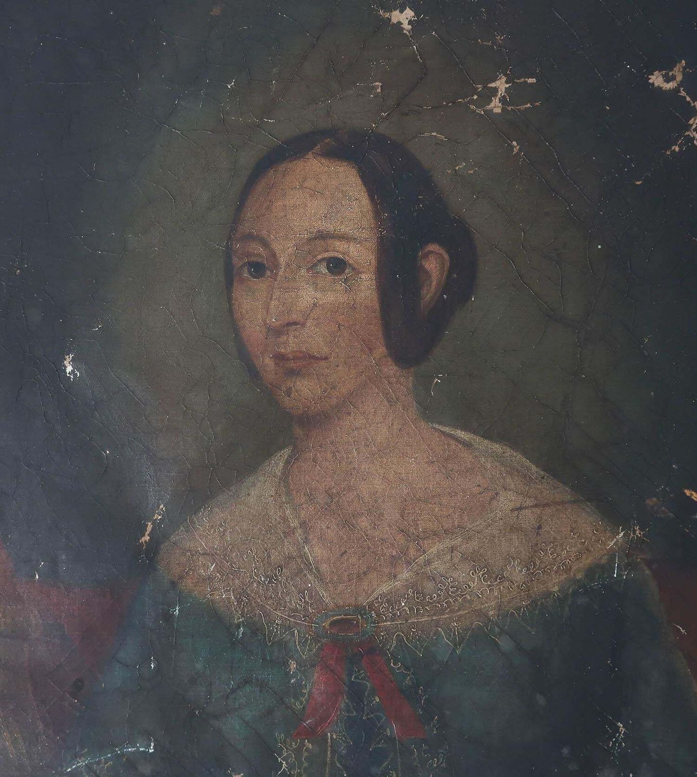 Primitive Portrait Of A Girl, English, Early 19th Century photo for sale