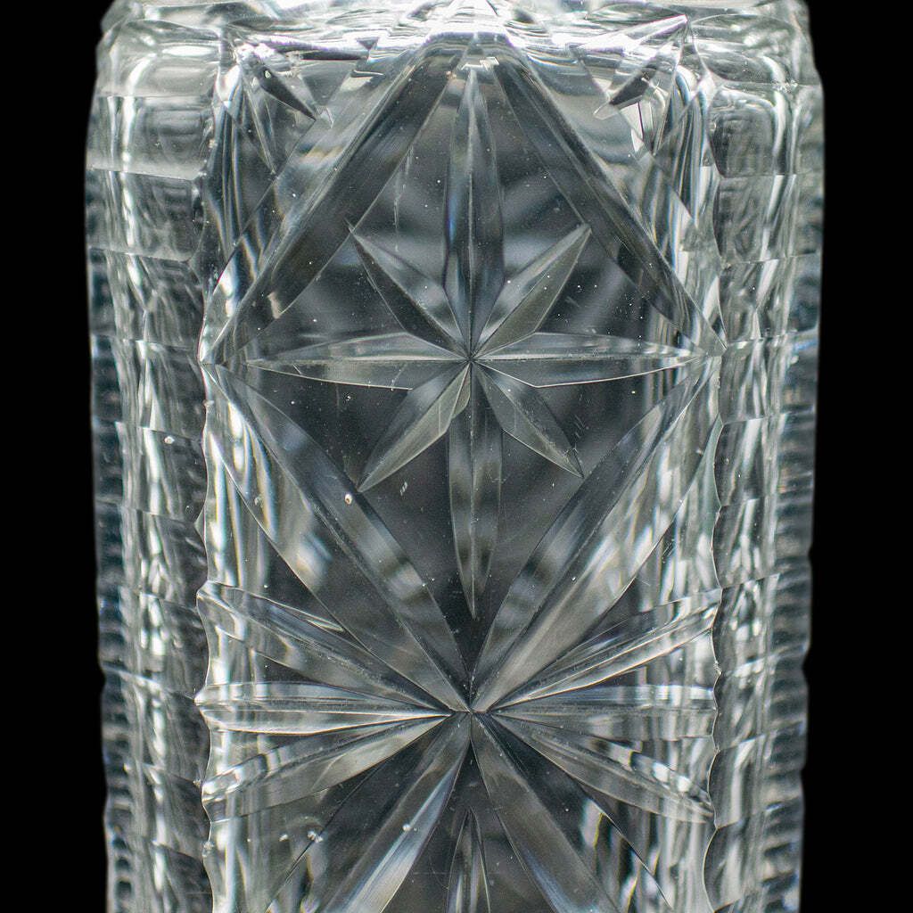 photo for sale Vintage Whisky Decanter English Cut Glass Bourbon Scotch Carafe Mid Century