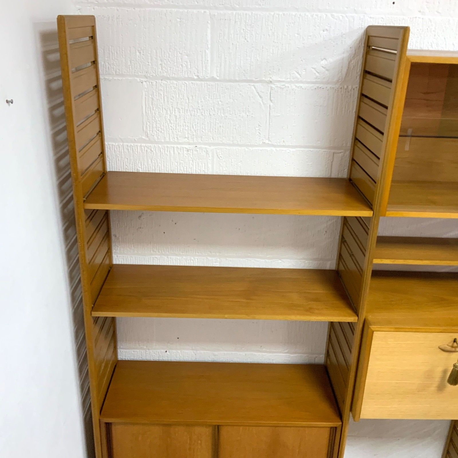 Vintage Staples Ladderax 2 Bay Modular Shelving Unit System Bookcase Teak 60s photo vinterior
