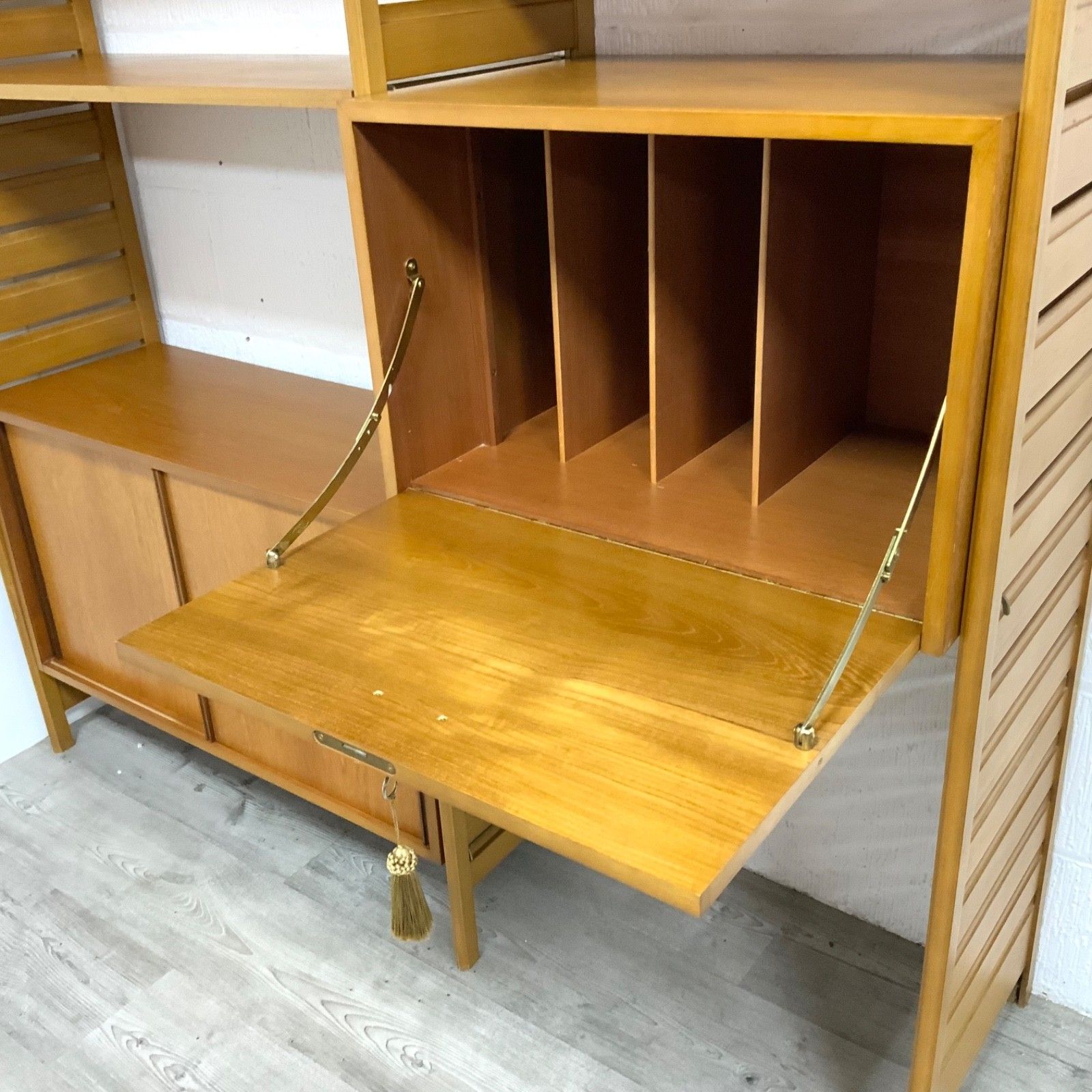 Vintage Staples Ladderax 2 Bay Modular Shelving Unit System Bookcase Teak 60s photo vintage