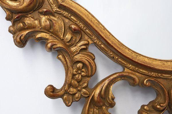 Baroque Oval Wall Mirror In Gilded Wood, France, 1950s photo 1908.0