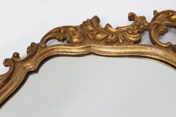 Baroque Oval Wall Mirror In Gilded Wood, France, 1950s photo vinterior