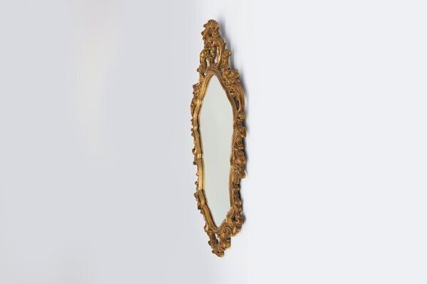 Baroque Oval Wall Mirror In Gilded Wood, France, 1950s photo buy