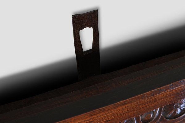 Furniture Large 18th Century Gothic Oak Hand Carved Coat Rack, France photo