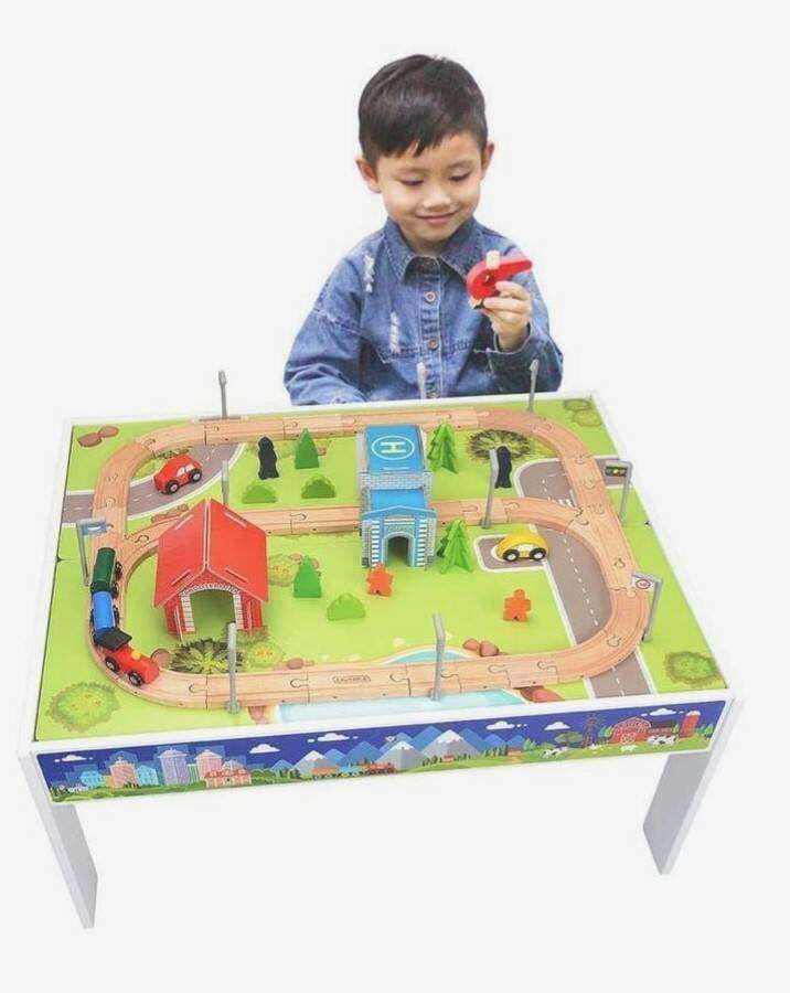 Toytopia 75 Piece Wooden Train Table. Suitable For Children 36 Months. photo Home Decor
