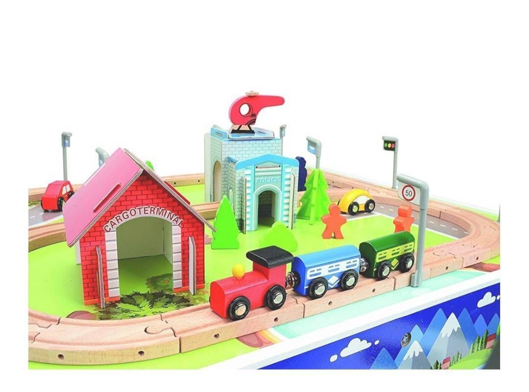 Toytopia 75 Piece Wooden Train Table. Suitable For Children 36 Months. photo 60.0
