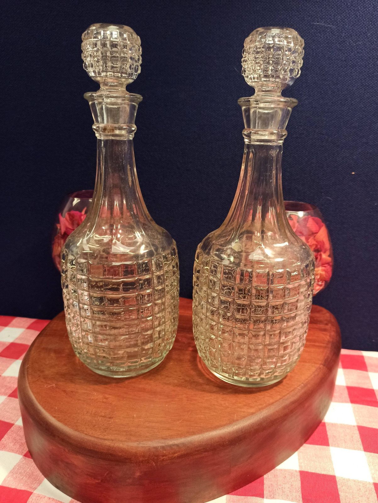 Set Of Two Carafe Decanters. C1940s. Very Good Condition.