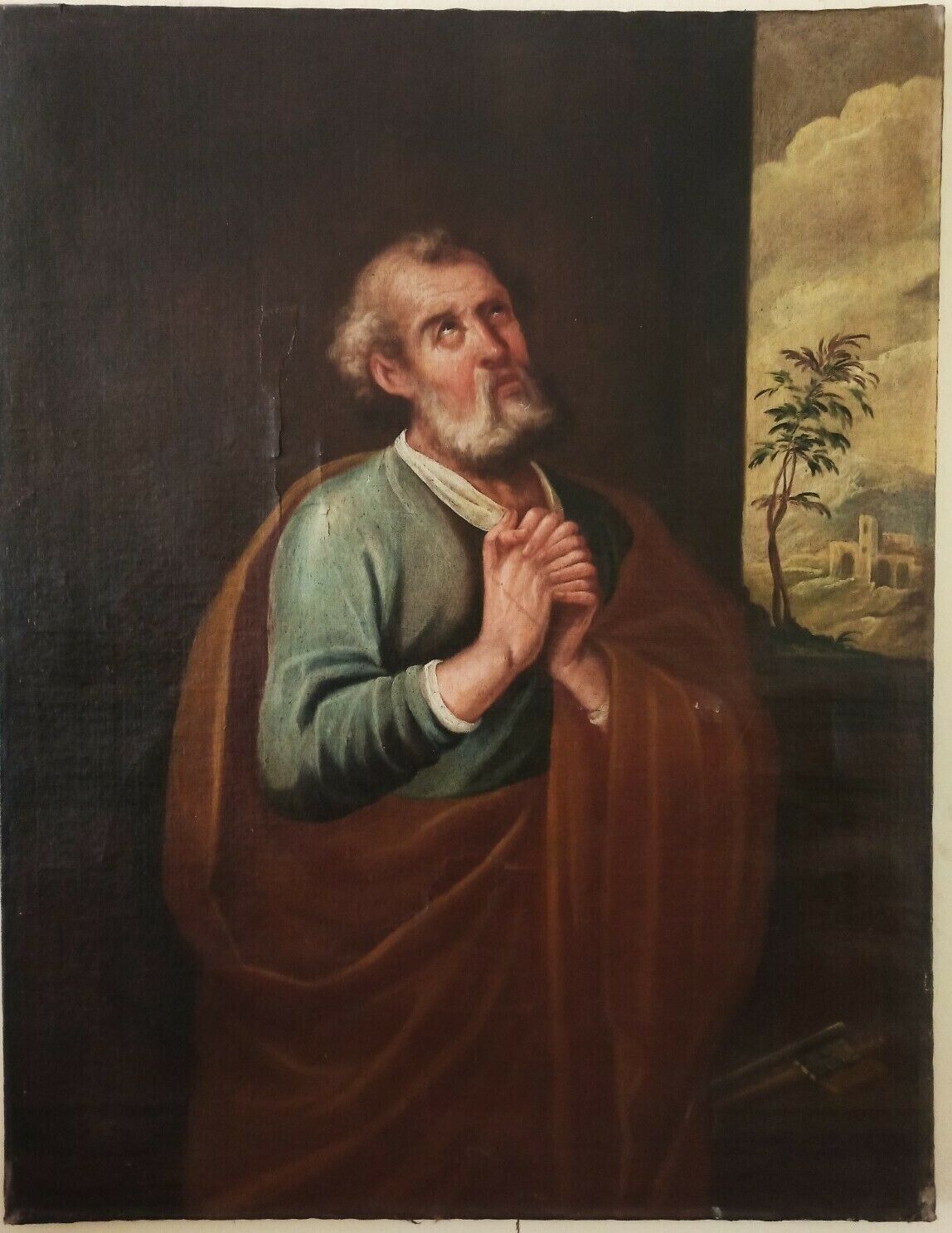 1133.0 Ancient Large Painting St. Peter 17th Century Tuscan School photo