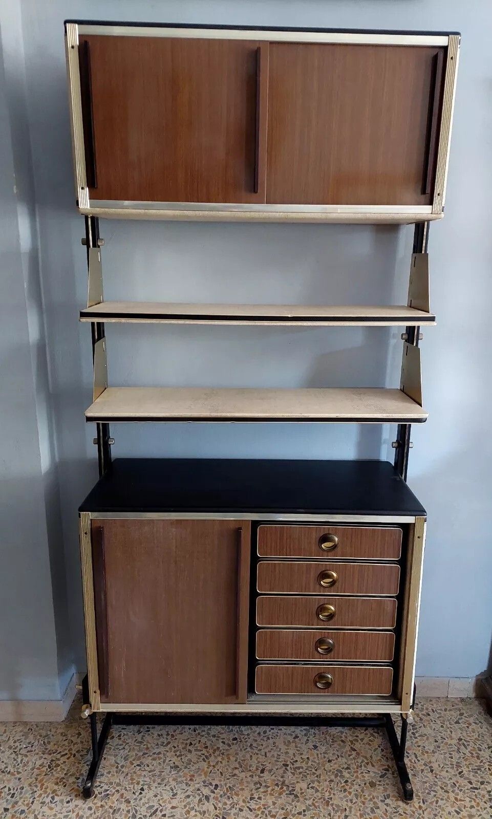 Umberto Mascagni Bookcase With Sliding Doors Design 50s photo for sale