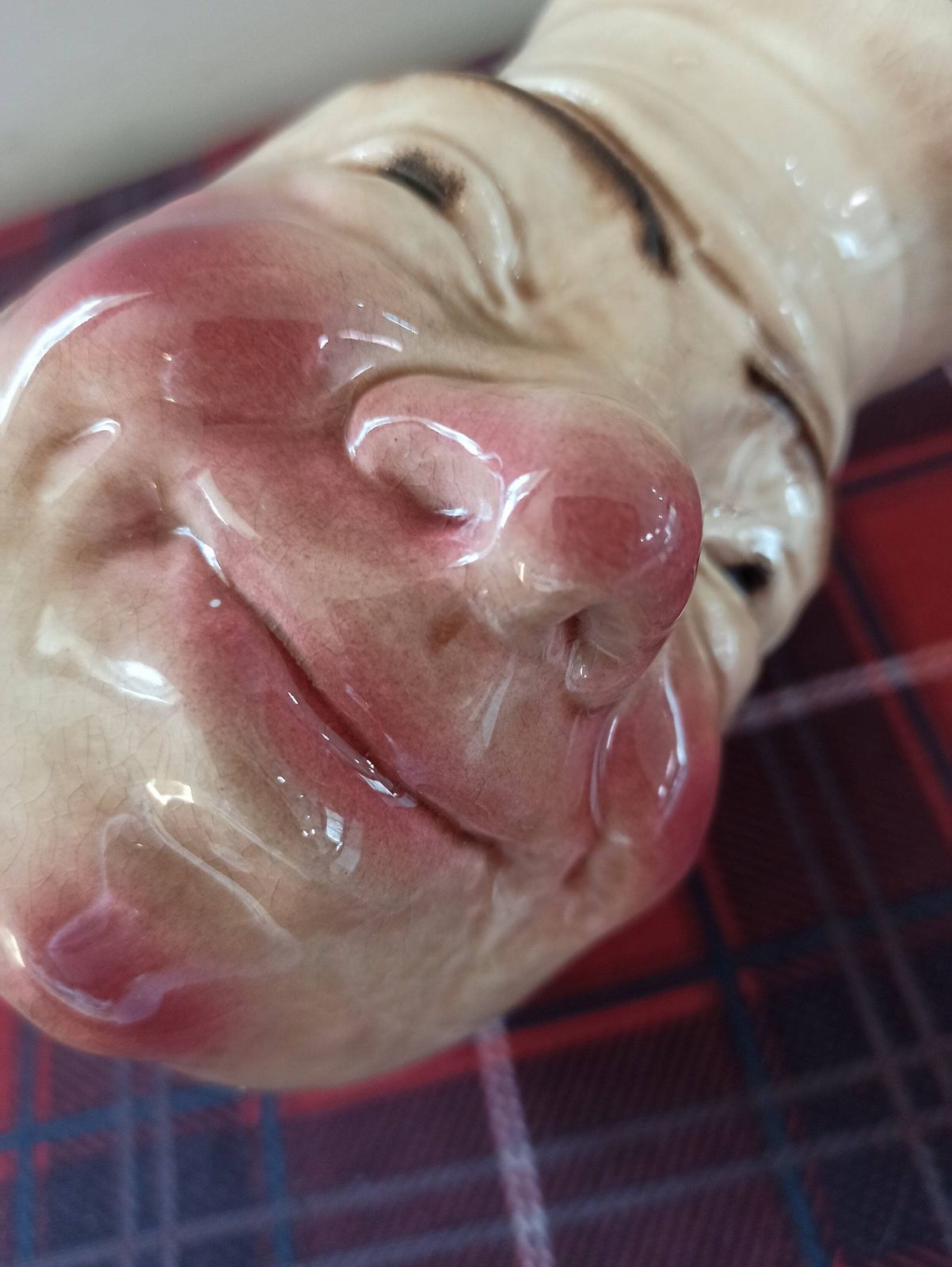 photo for sale Antique Victorian Majolica Sarreguemines French Toby Jug. C1880s.
