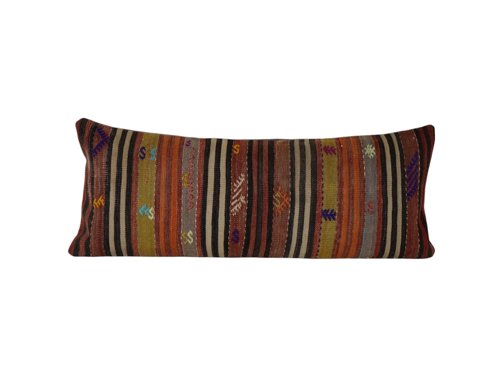 Bohemian Bedding Wool Kilim Pillow Cover Handmade Hippie Bed Pillow, Anatolian King Pillow, Shams Long Pillows For Bed