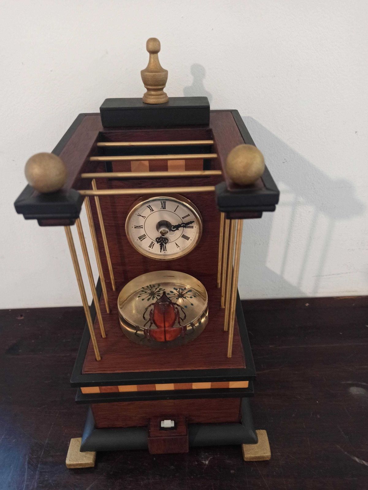 Unique Wooden Mantle Clock. Handmade. Battery Operated. Working Order. Very Good Condition. photo furniture