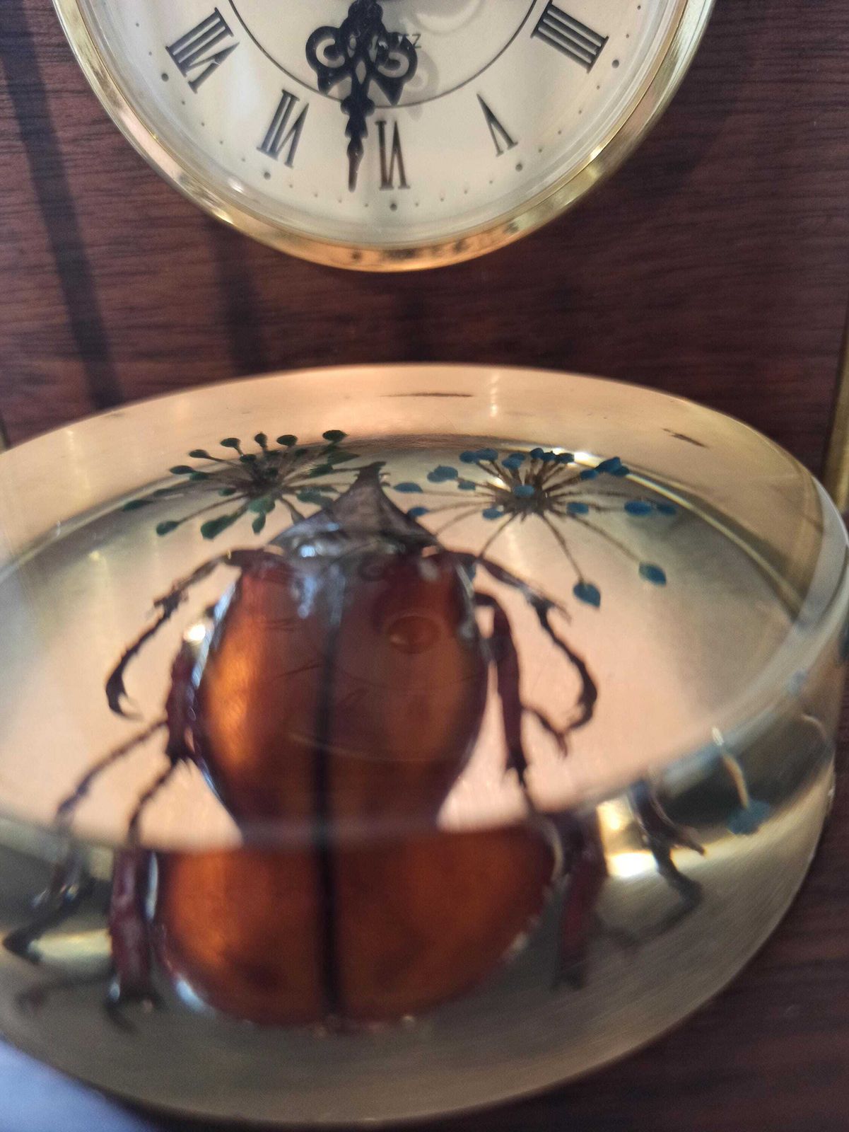 photo furniture Unique Wooden Mantle Clock. Handmade. Battery Operated. Working Order. Very Good Condition.