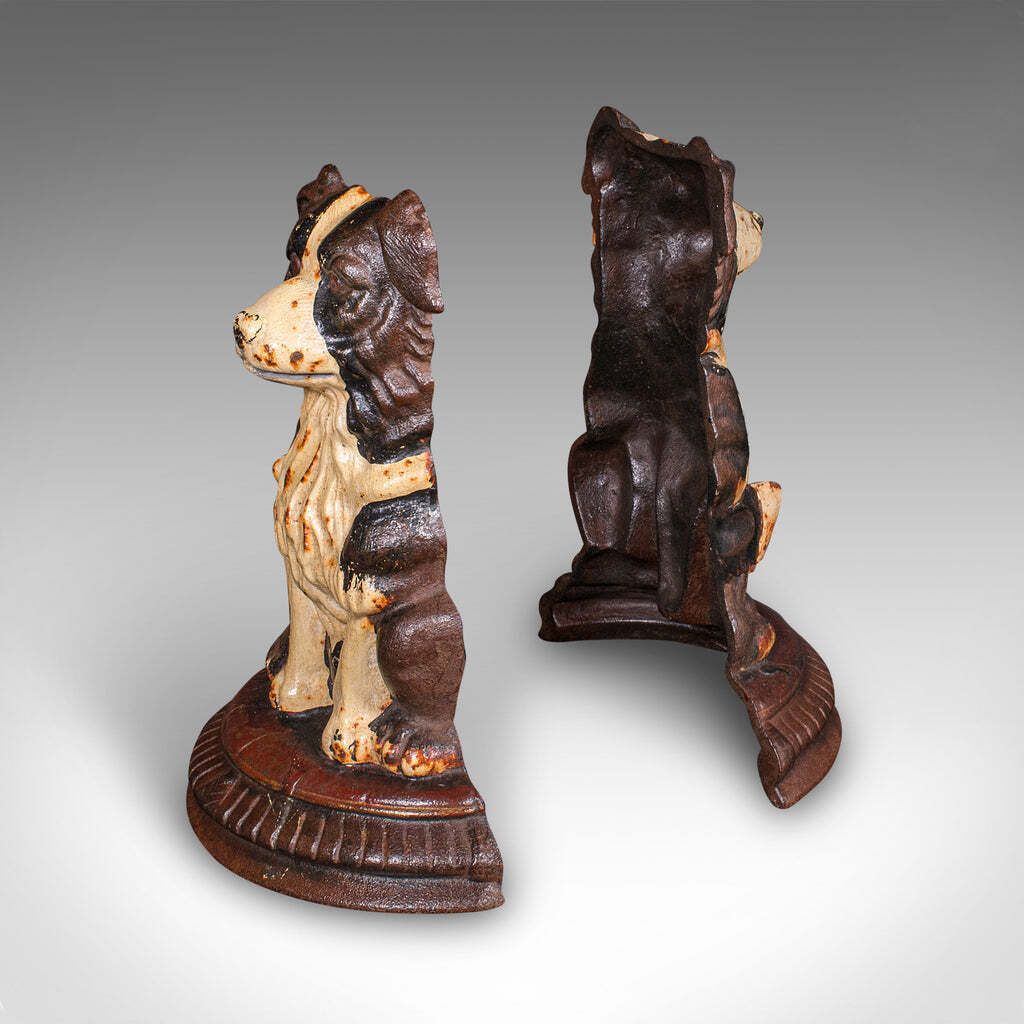 Pair Of Antique Border Collie Doorstops  English  Dog  Door Keepers Victorian photo for sale