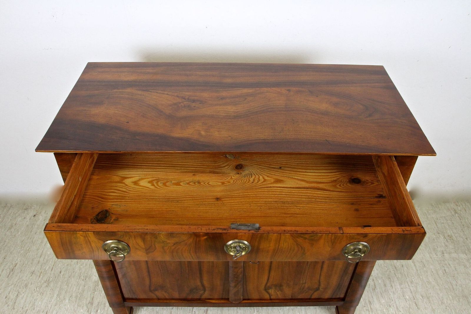19th Century Biedermeier Nutwood Commode/ Trumeau/ Half Cabinet, At Circa 1830 photo 5800.0