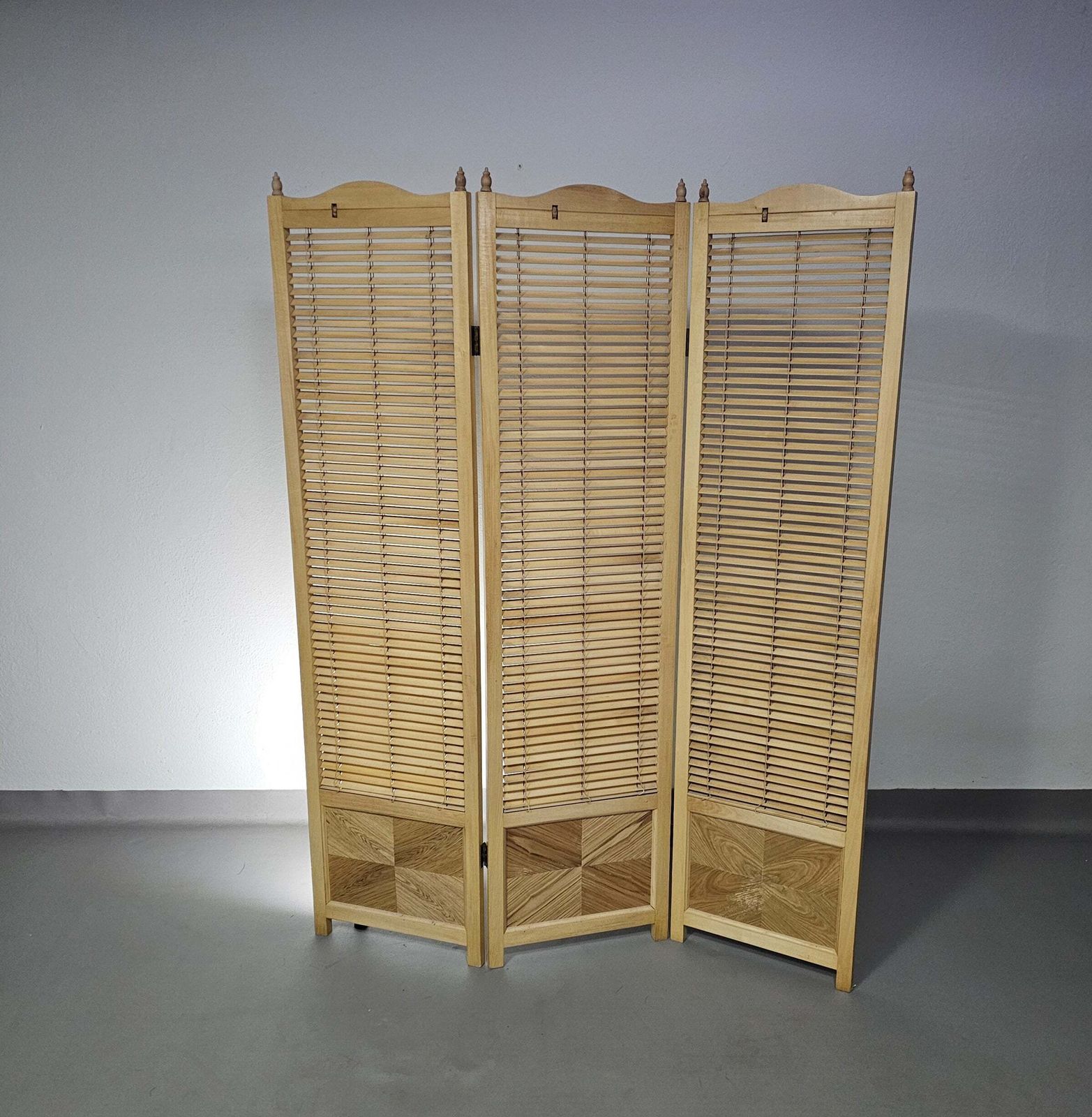 Room Divider French Blonde Beech Louvered Screen Room Divider, 1960s photo buy