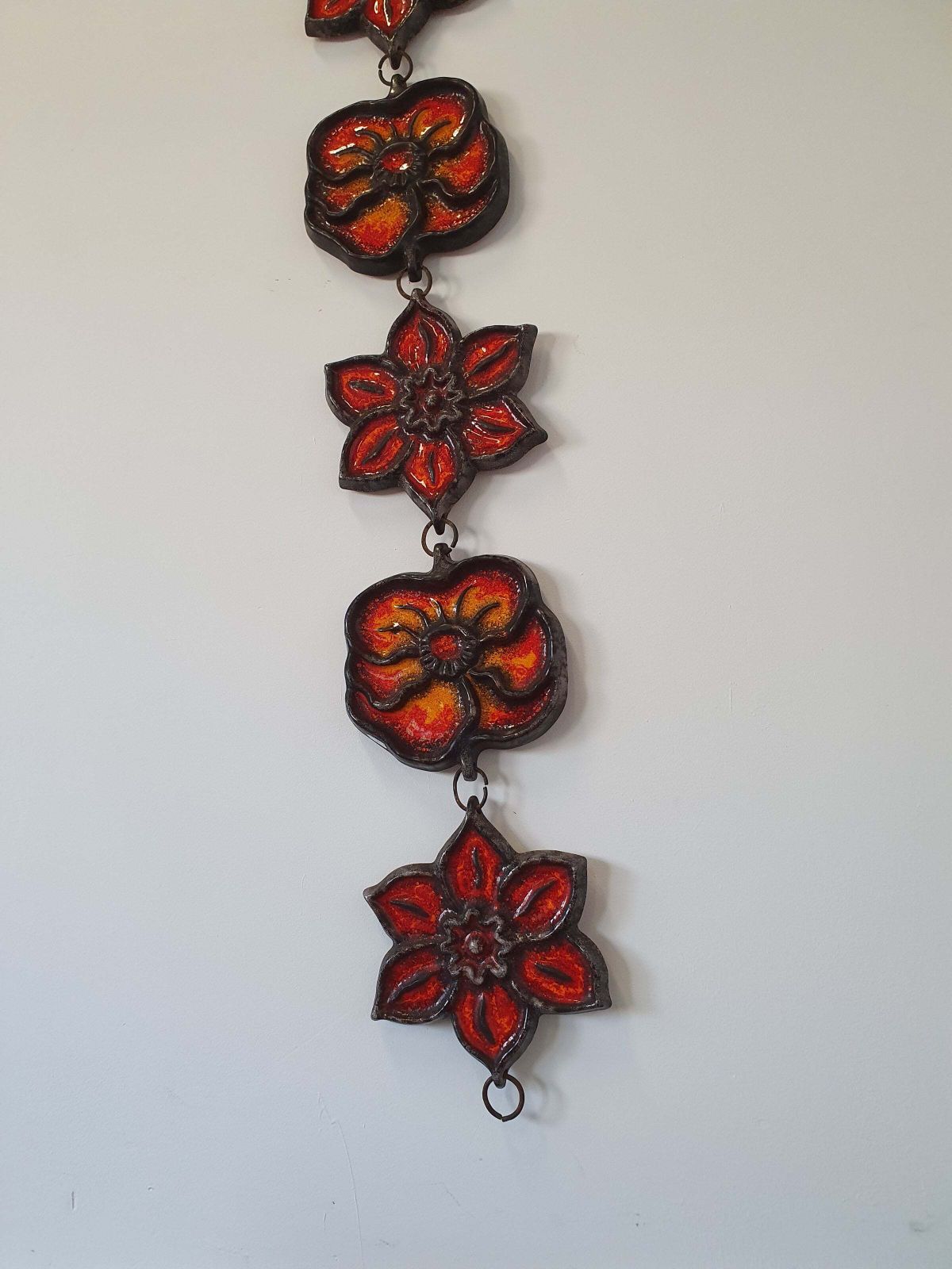 Wall Plaque By Jan Van Erp Ceramic Glaze Flowers Dutch Pottery Vintage 60's 70's photo Home Decor