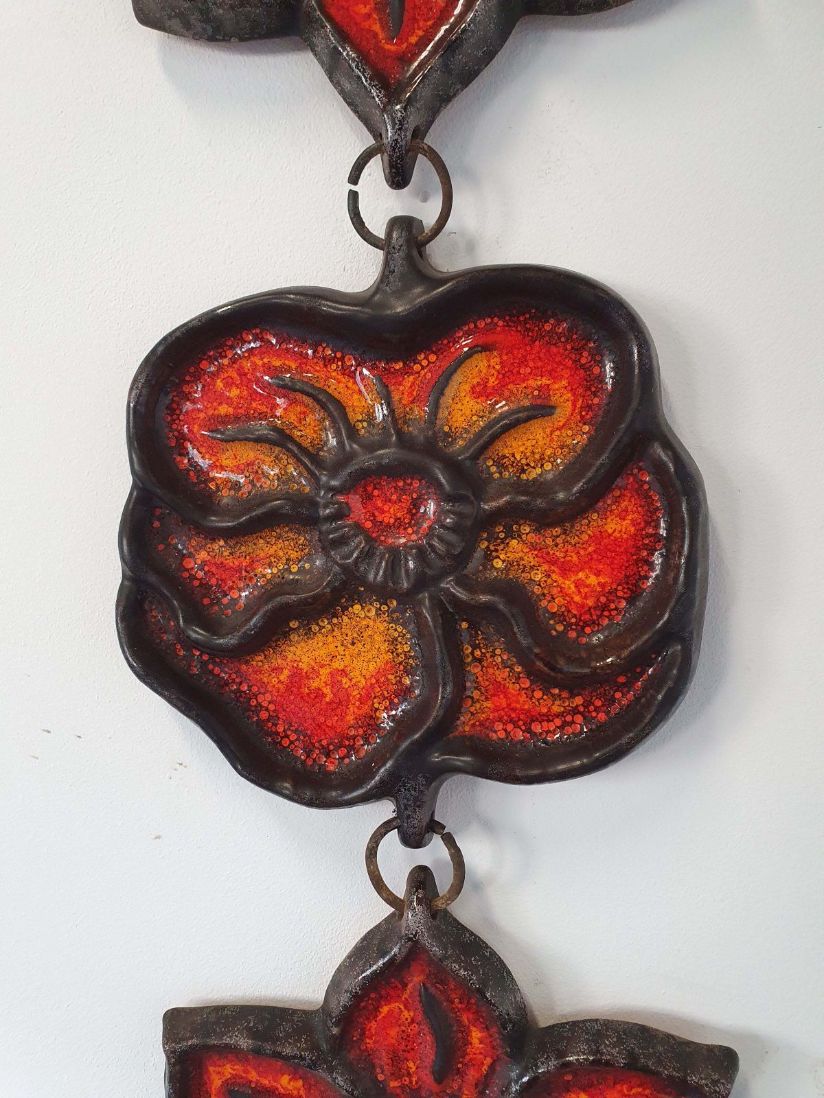 Wall Plaque By Jan Van Erp Ceramic Glaze Flowers Dutch Pottery Vintage 60's 70's photo vintage