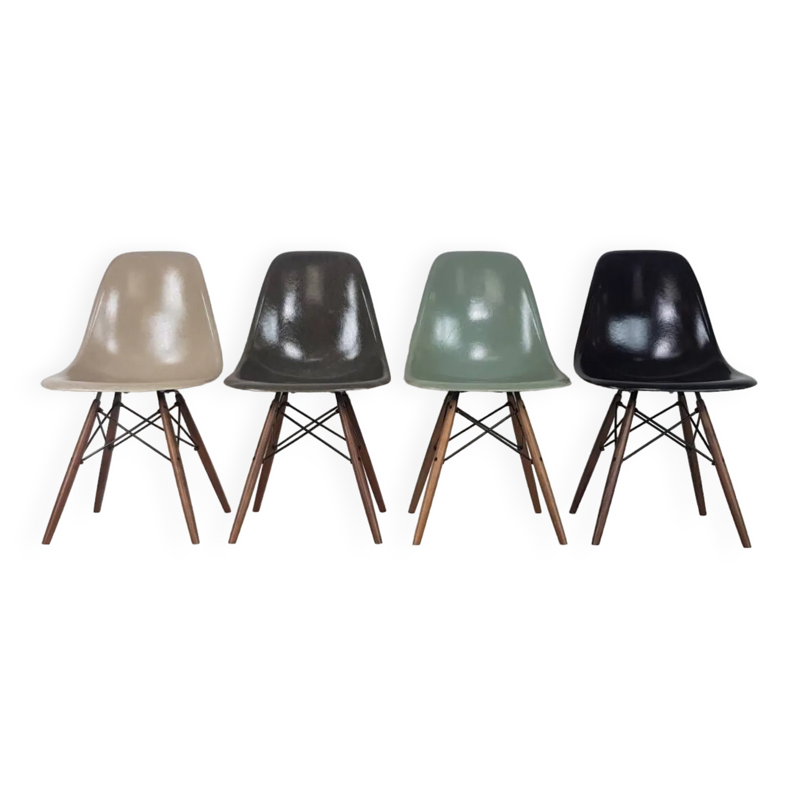 Herman Miller Eames Dsw Chairs In Light Greige / Elephant Gray / Seafoam Green / Black