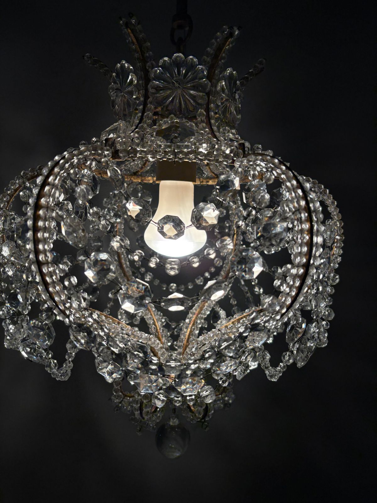 photo furniture Set Of 4 Italian Florentine "Birdcage" Crystal Chandeliers