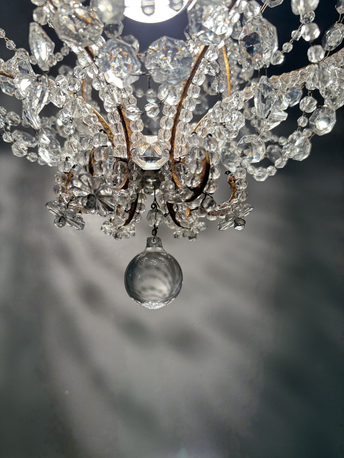 photo for sale Set Of 4 Italian Florentine "Birdcage" Crystal Chandeliers