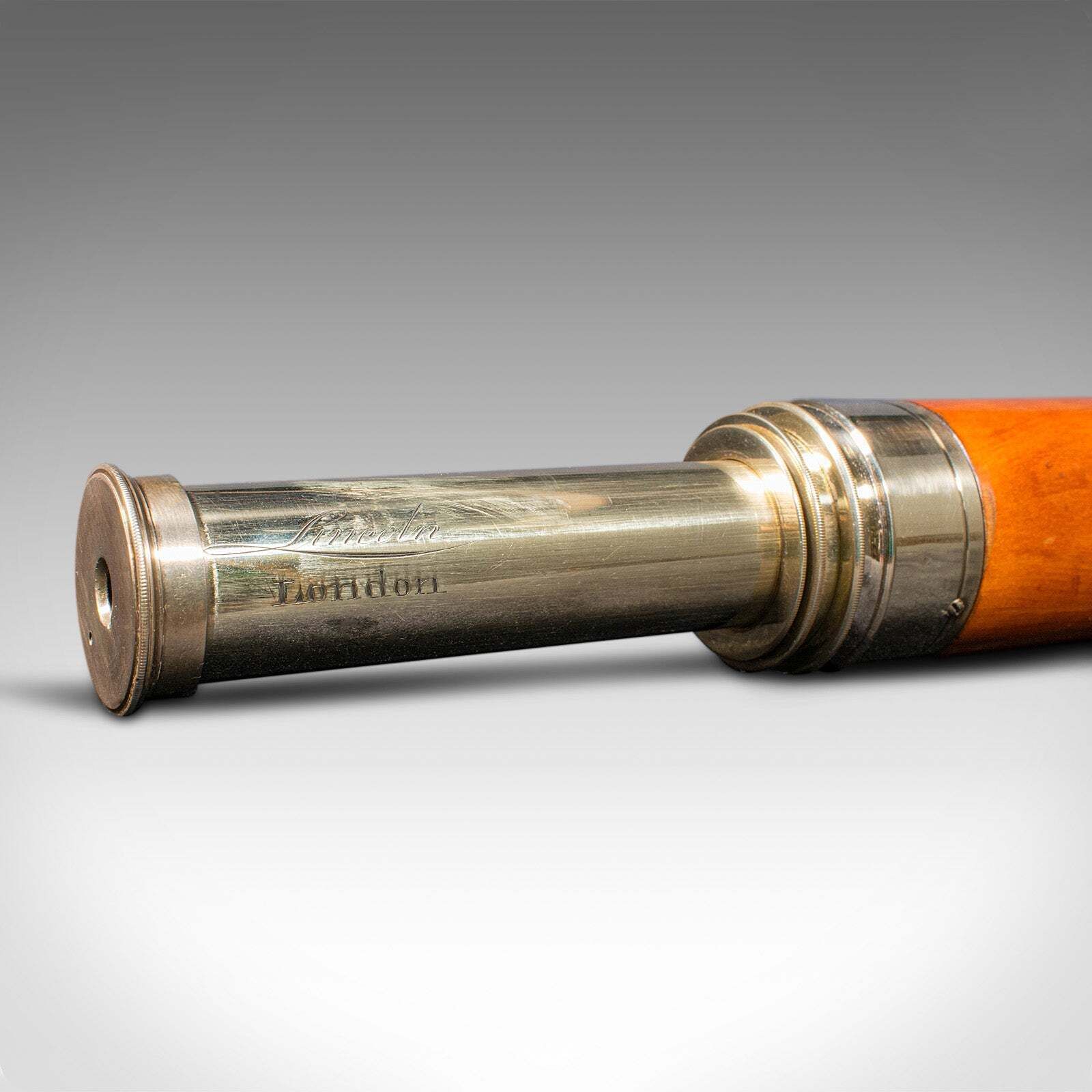 Antique Three Draw Telescope, English, Walnut, Brass, Navigation, Georgian, 1790 photo vintage