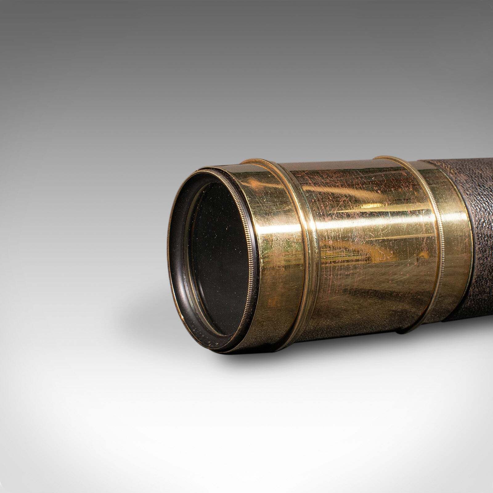Antique Telescope, English, 6 Draw, Brass, Leather, Terrestrial, Victorian, 1860 photo vinterior