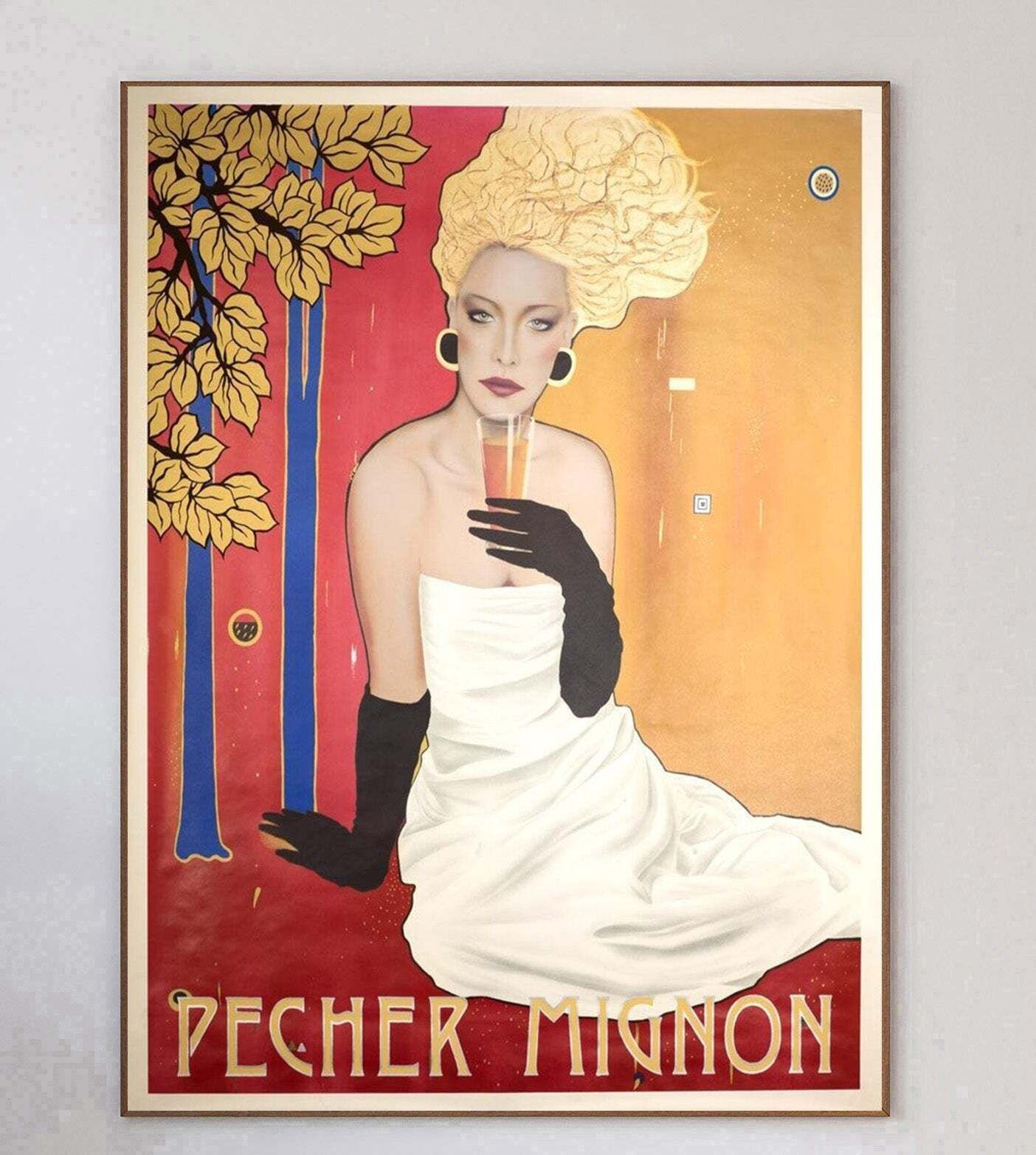 Pecher Mignon Champagne   Razzia Original Vintage Poster photo 677.0