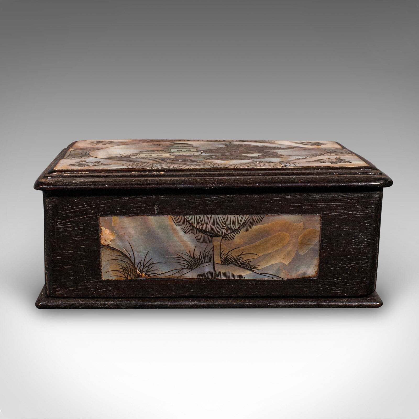 Small Antique Keepsake Box, Oriental, Decorative Case, Qing Dynasty, Edwardian photo for sale