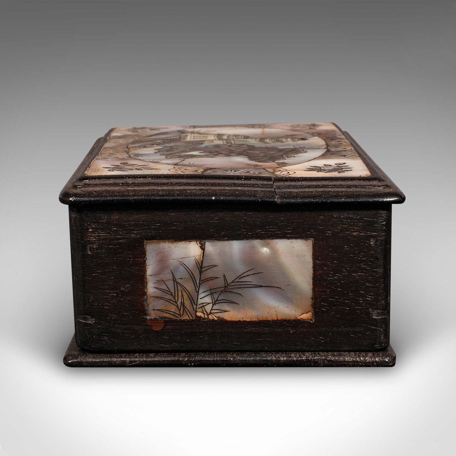 Small Antique Keepsake Box, Oriental, Decorative Case, Qing Dynasty, Edwardian photo vinterior