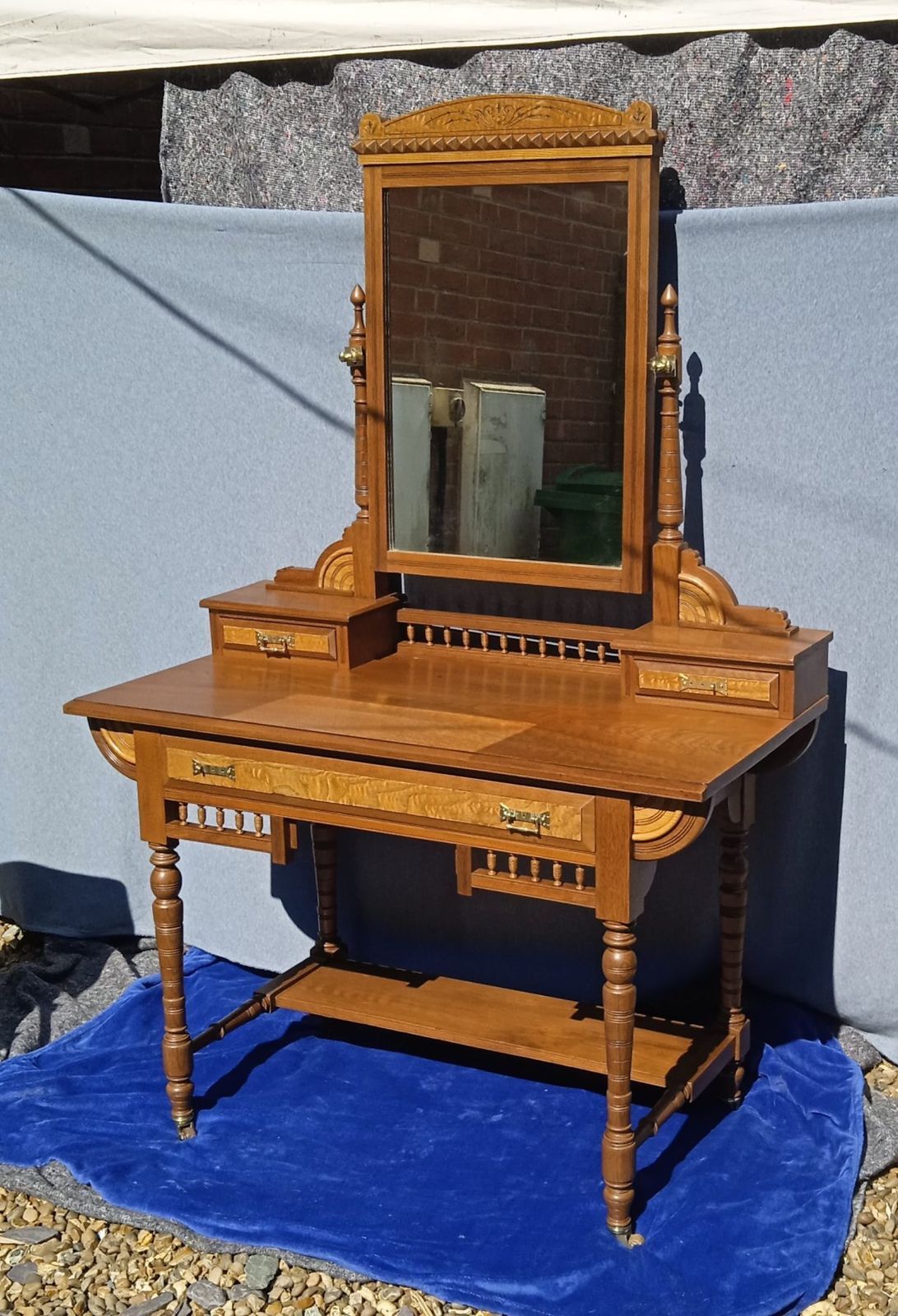 Late Victorian Mahogany Dressing Table With Carved Mirror. photo furniture