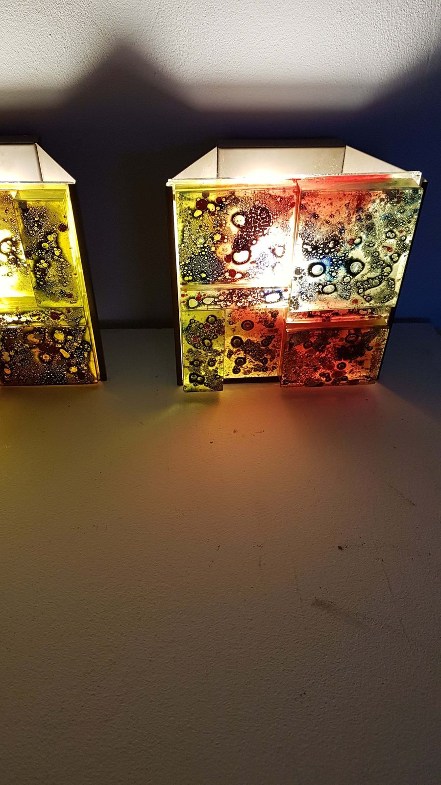 3 X Raak Coloured Glass Wall Sconces Lamps Willem Van Oyen. photo Lighting