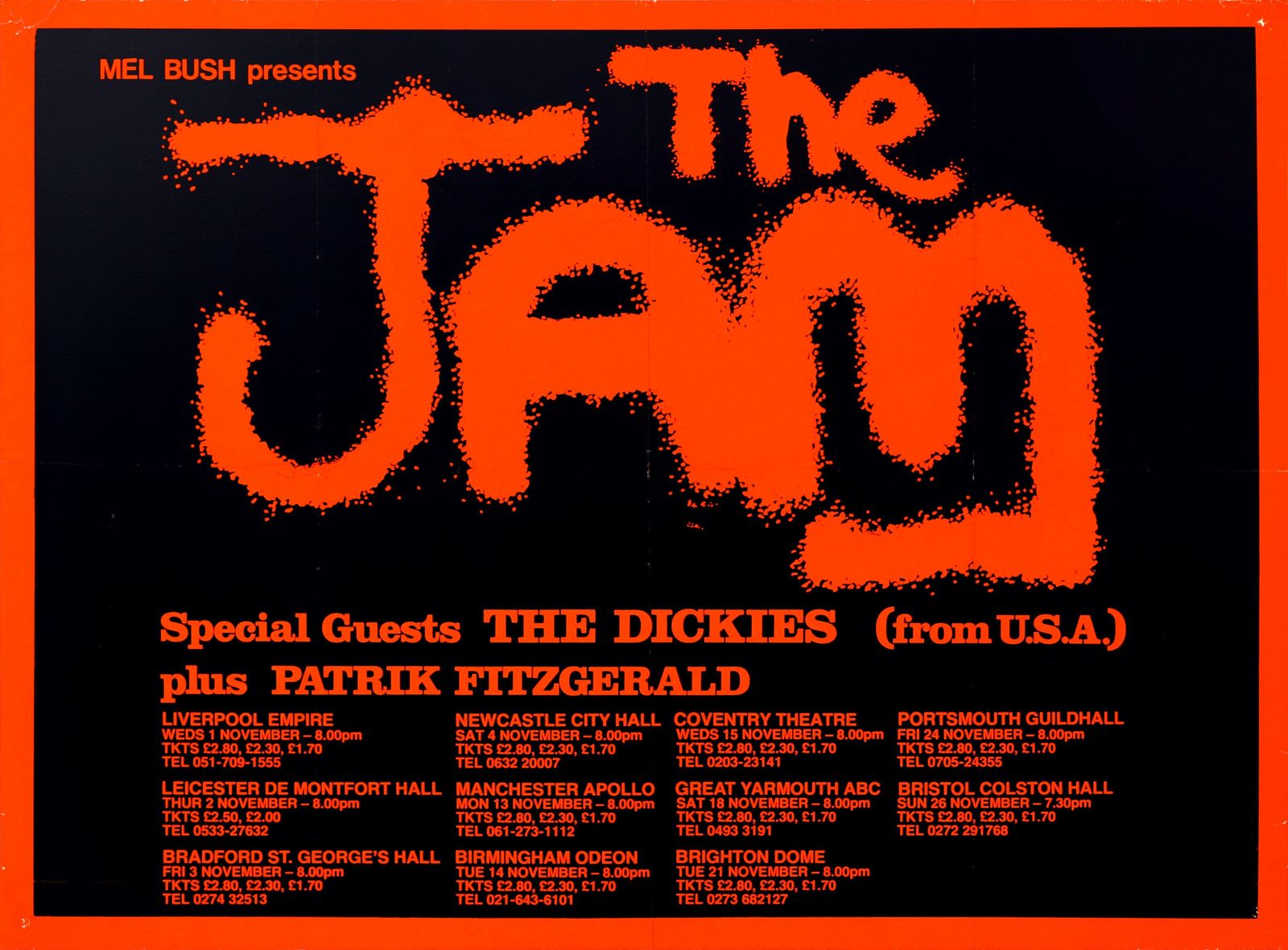 The Jam Original Vintage Uk Tour Poster, 1978