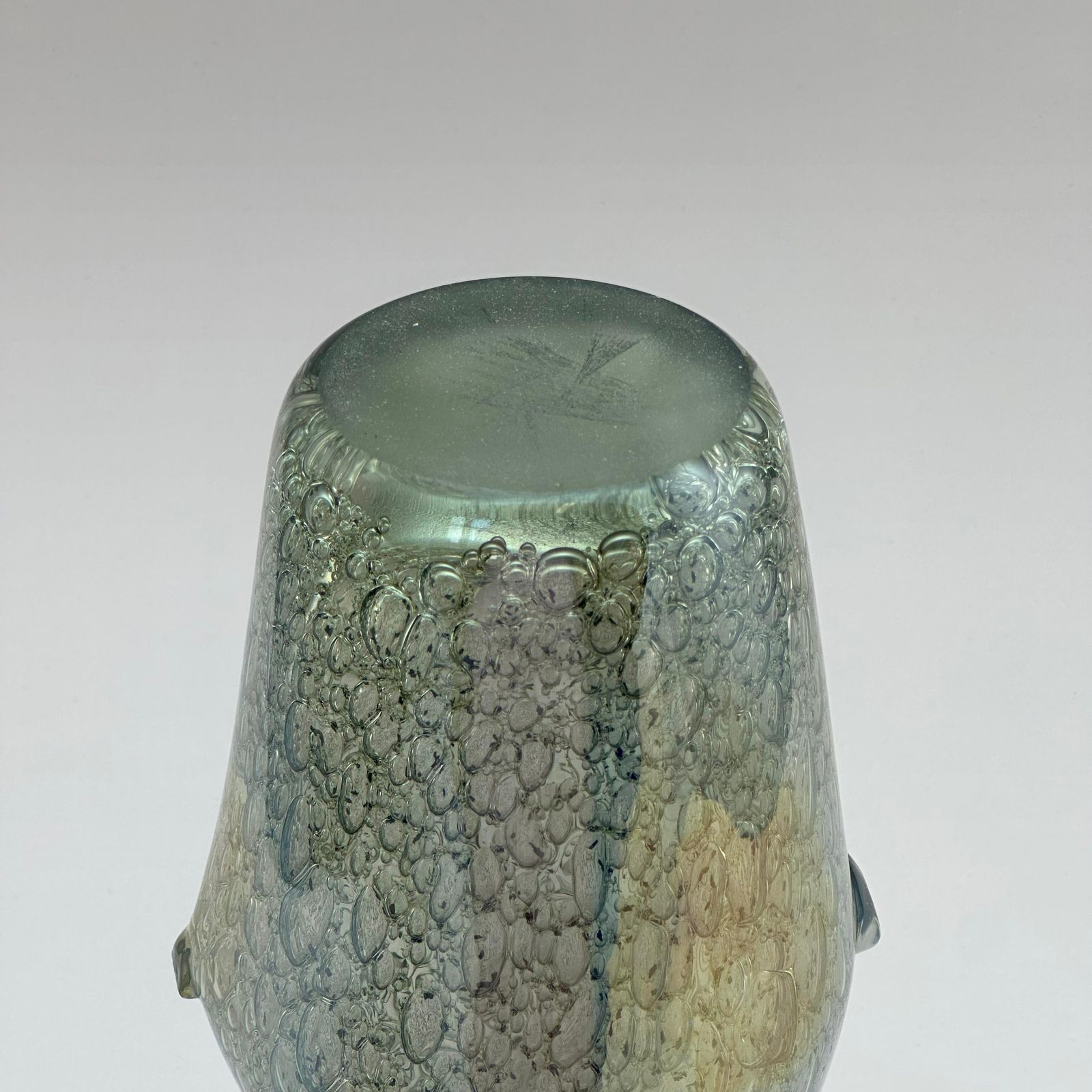 Iridescent Murano Style Freeform Glass Vase With Efeso Bubble Effect Circa 1970s photo vinterior
