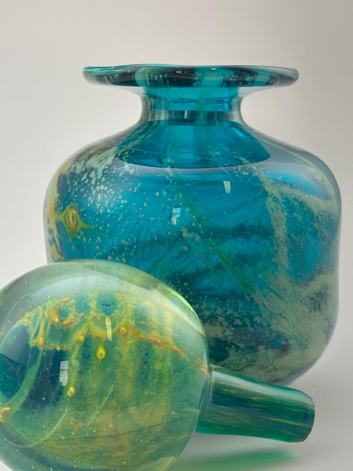Modern Glass Perfume Bottle By Mdina, Sand And Sea, Malta, 1970s, Signed photo vintage