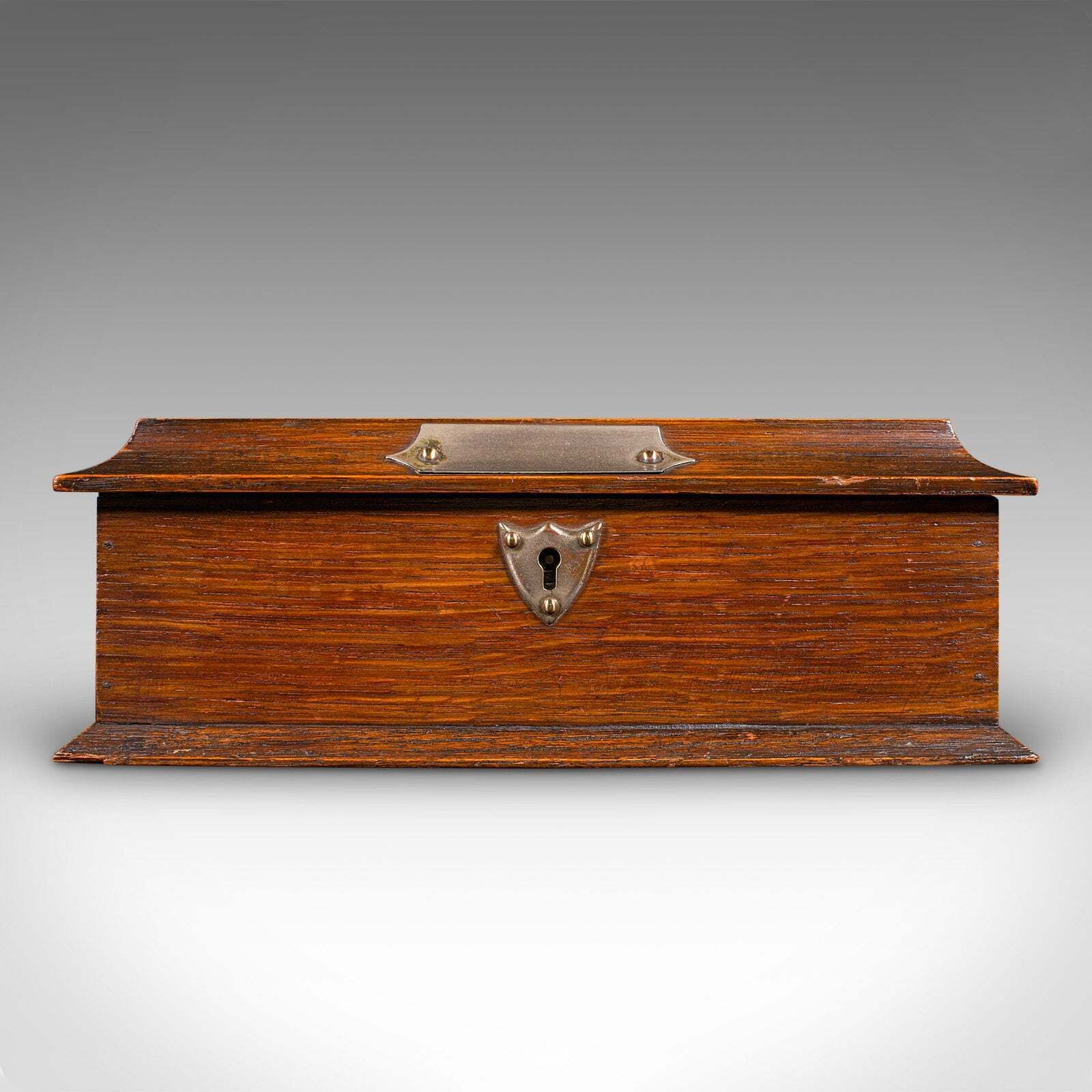 Antique Cigar Case, English, Oak, Cedar, Desktop Humidor, Edwardian, Circa 1910 photo for sale