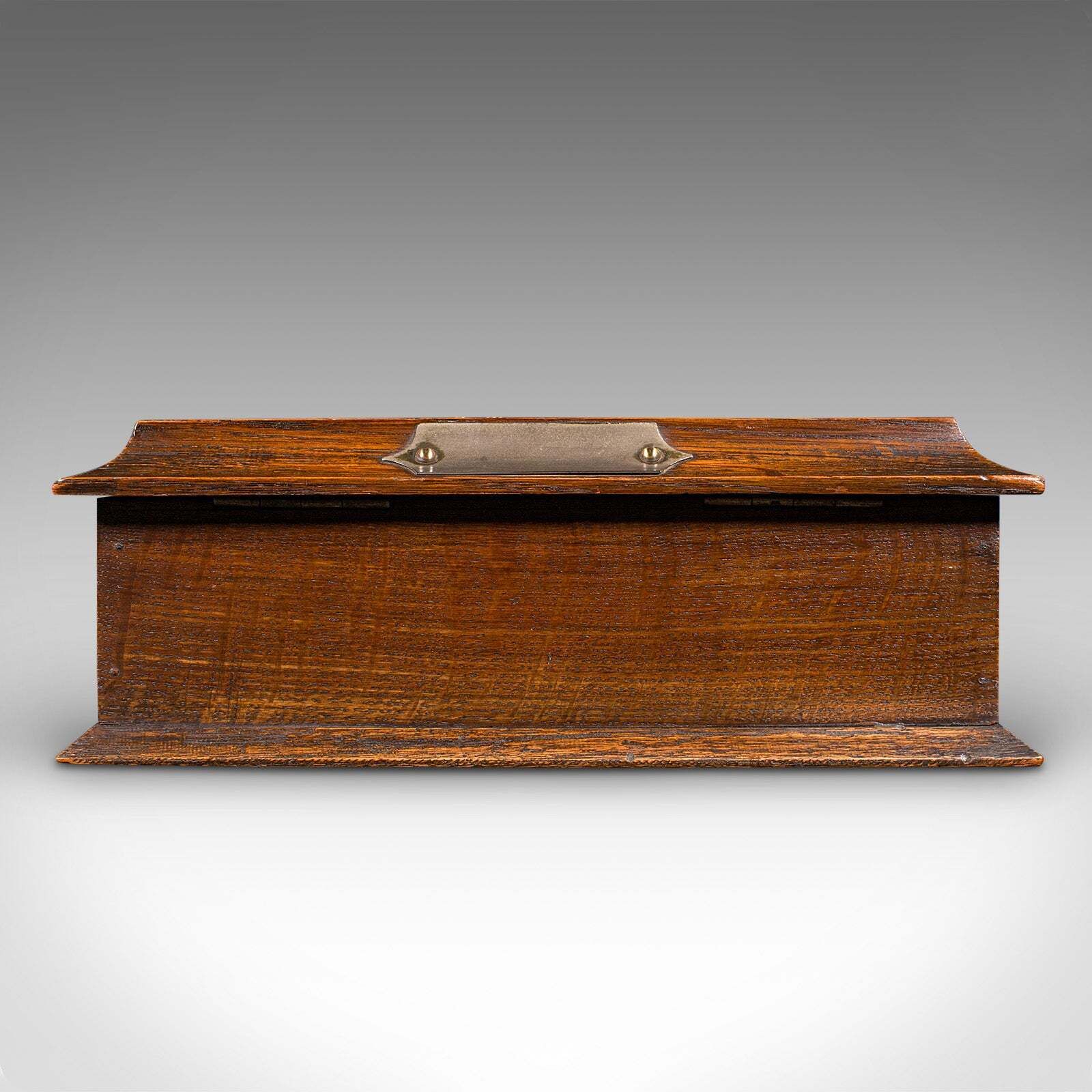 Antique Cigar Case, English, Oak, Cedar, Desktop Humidor, Edwardian, Circa 1910 photo 403.0